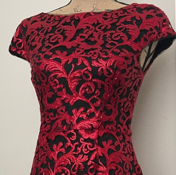 NWT! GORGEOUS ANTONIO MELANI RED AND BLACK LACE OVERLA… - Picture 6 of 13